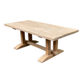 Large brutalist monastery table in solid oak 210x100cm 70s
