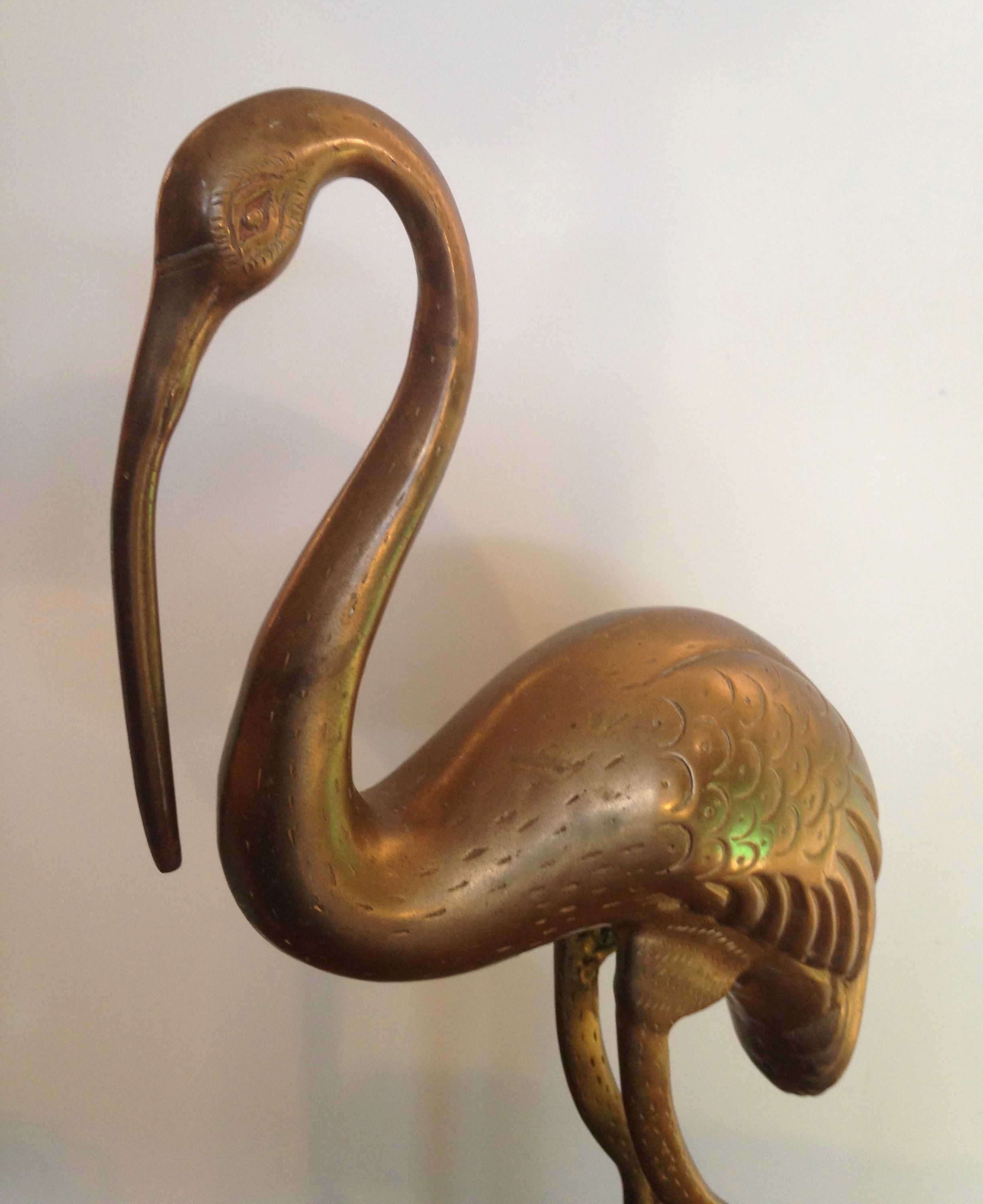 Flamingo or golden brass crane from the vintage 70's
