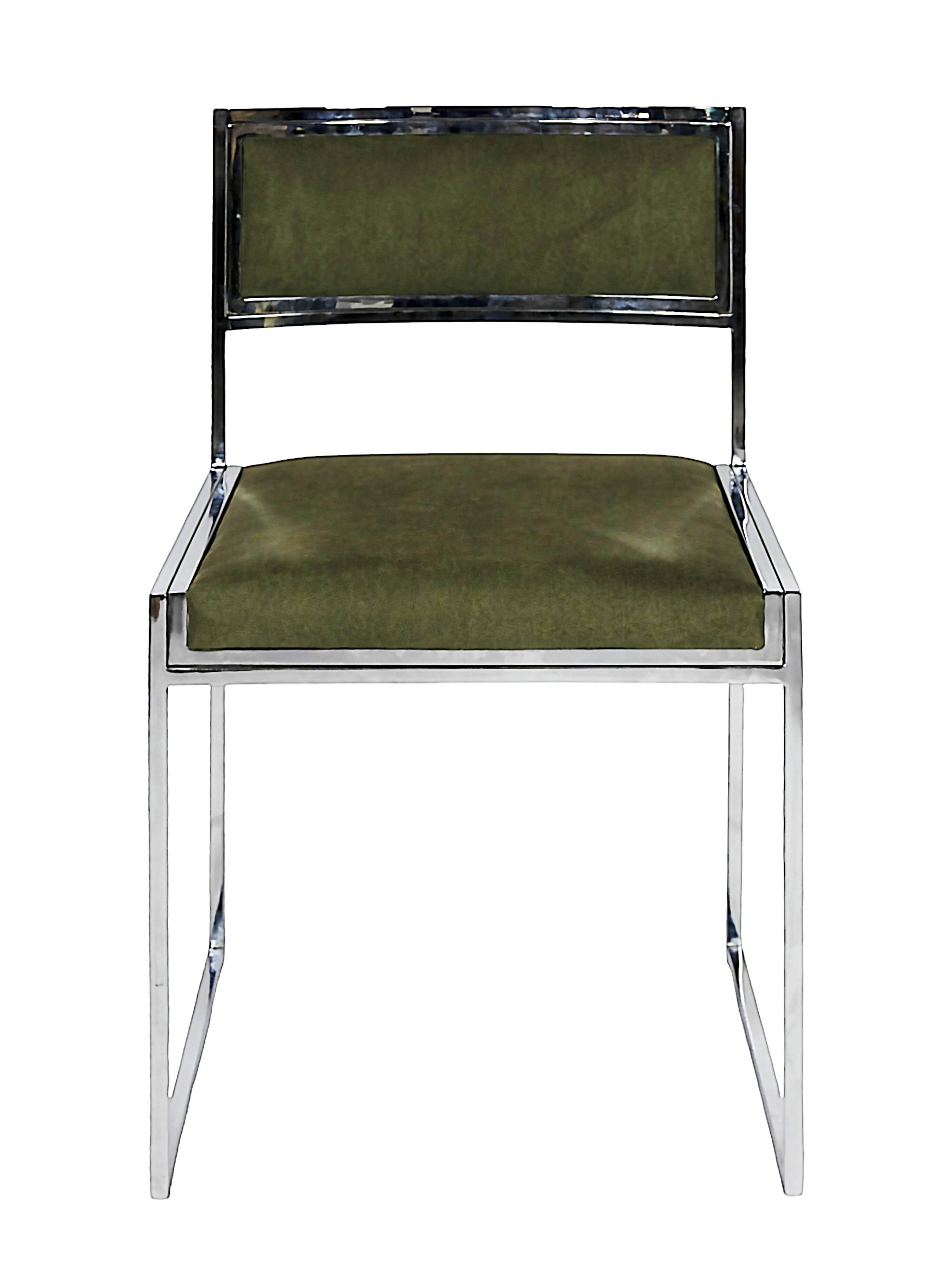 Set of 4 Mid-Century Italian Chrome Chairs by Willy Rizzo