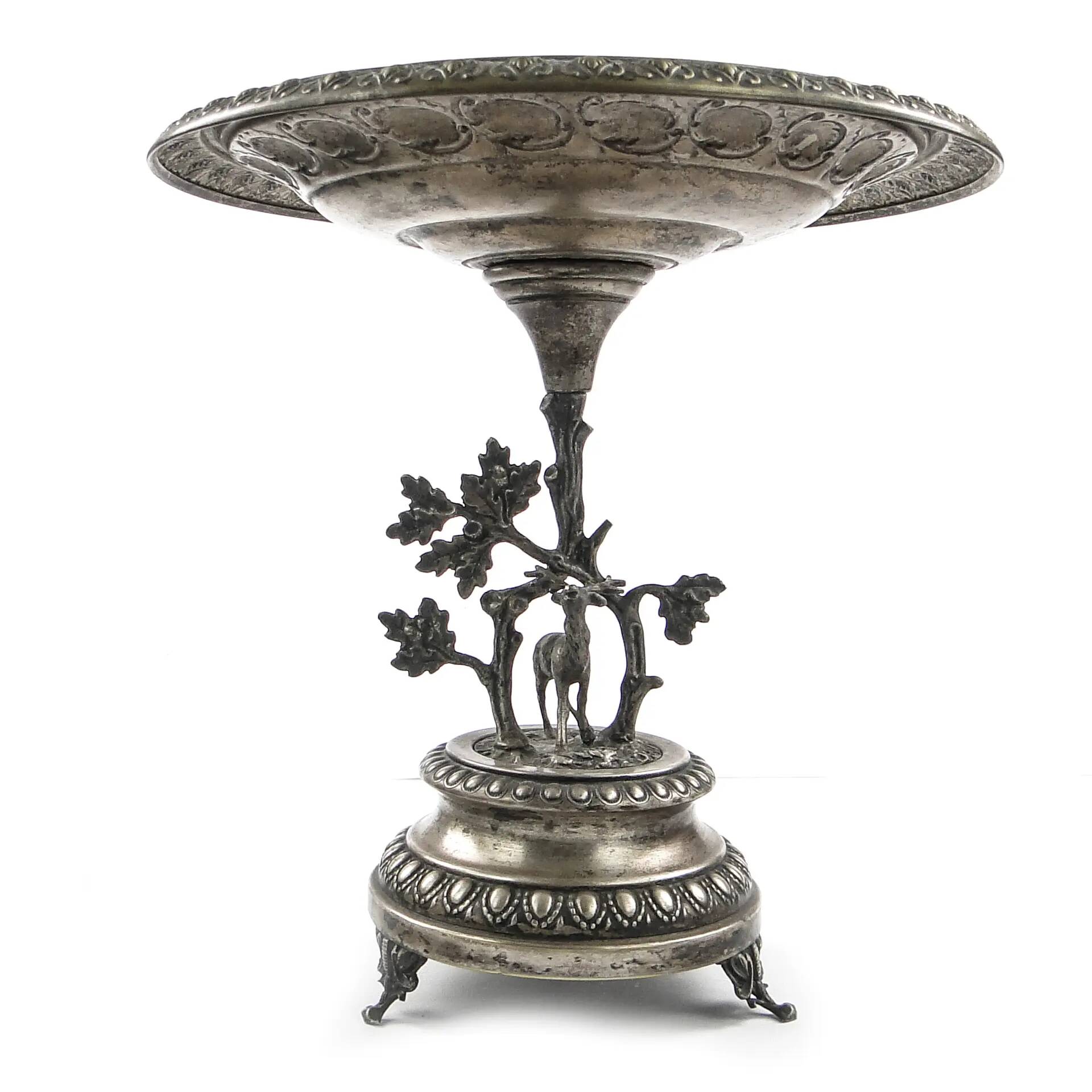 Figural eclectic fruit bowl, silver-plated brass, Poland, 19th century