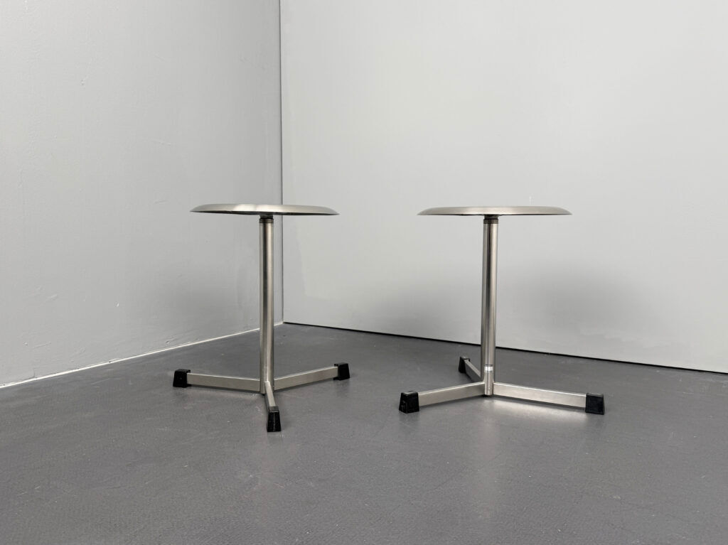 Pair of swivel stools / doctor's stools, metal, by Maquet, Germany, 1960s