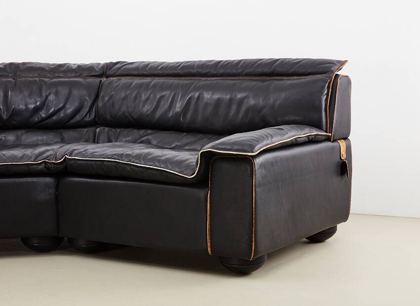 Carlo Bartoli Leather Sofa Bogo Series for Rossi di Albizzate Italy 1970s