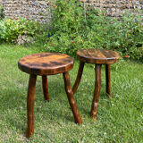 Pair of vintage brutalist stools 1970