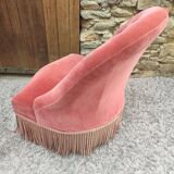 Fauteuil crapaud velours rose