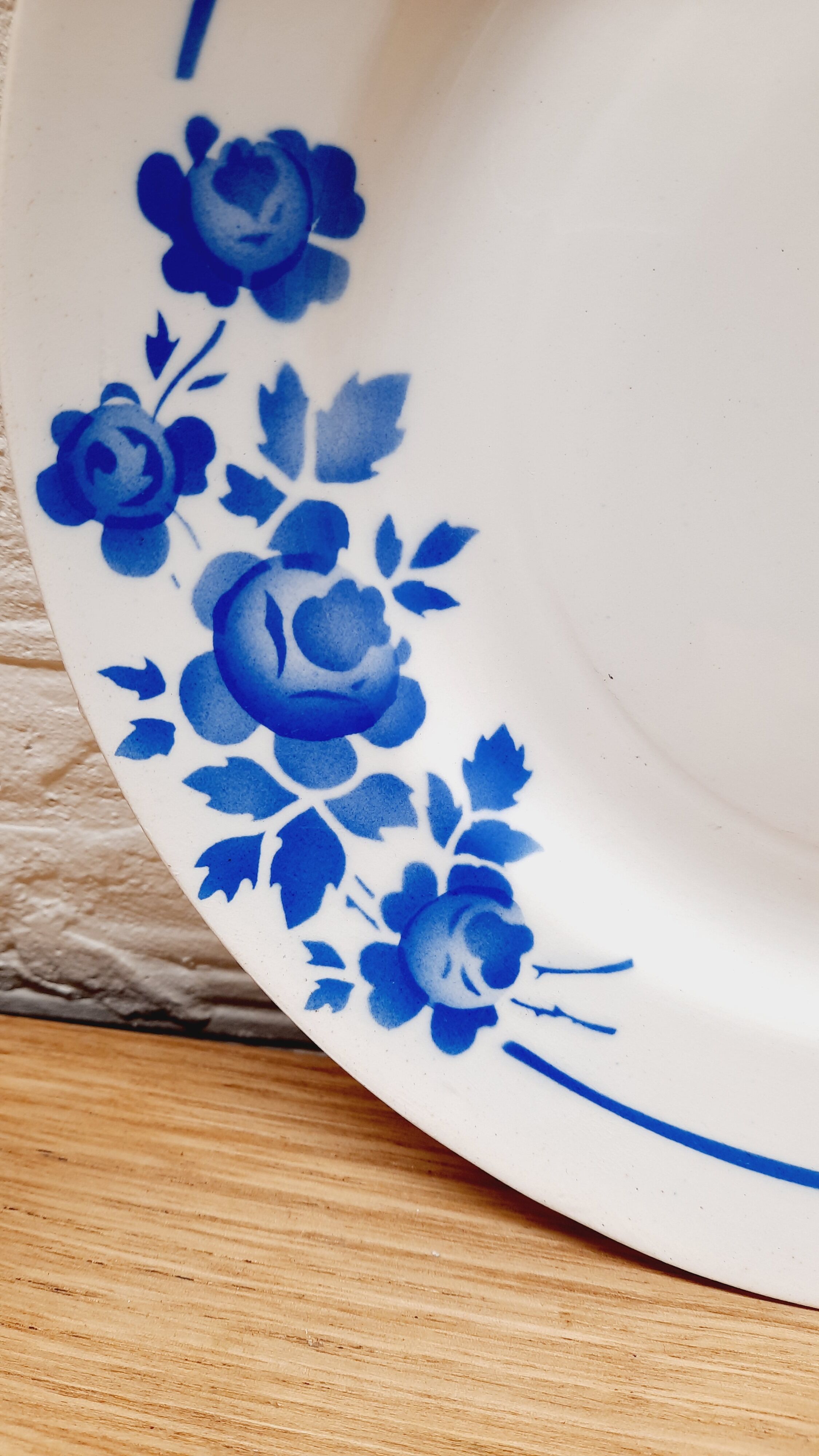 Set 6 assiettes plates fleurs bleues