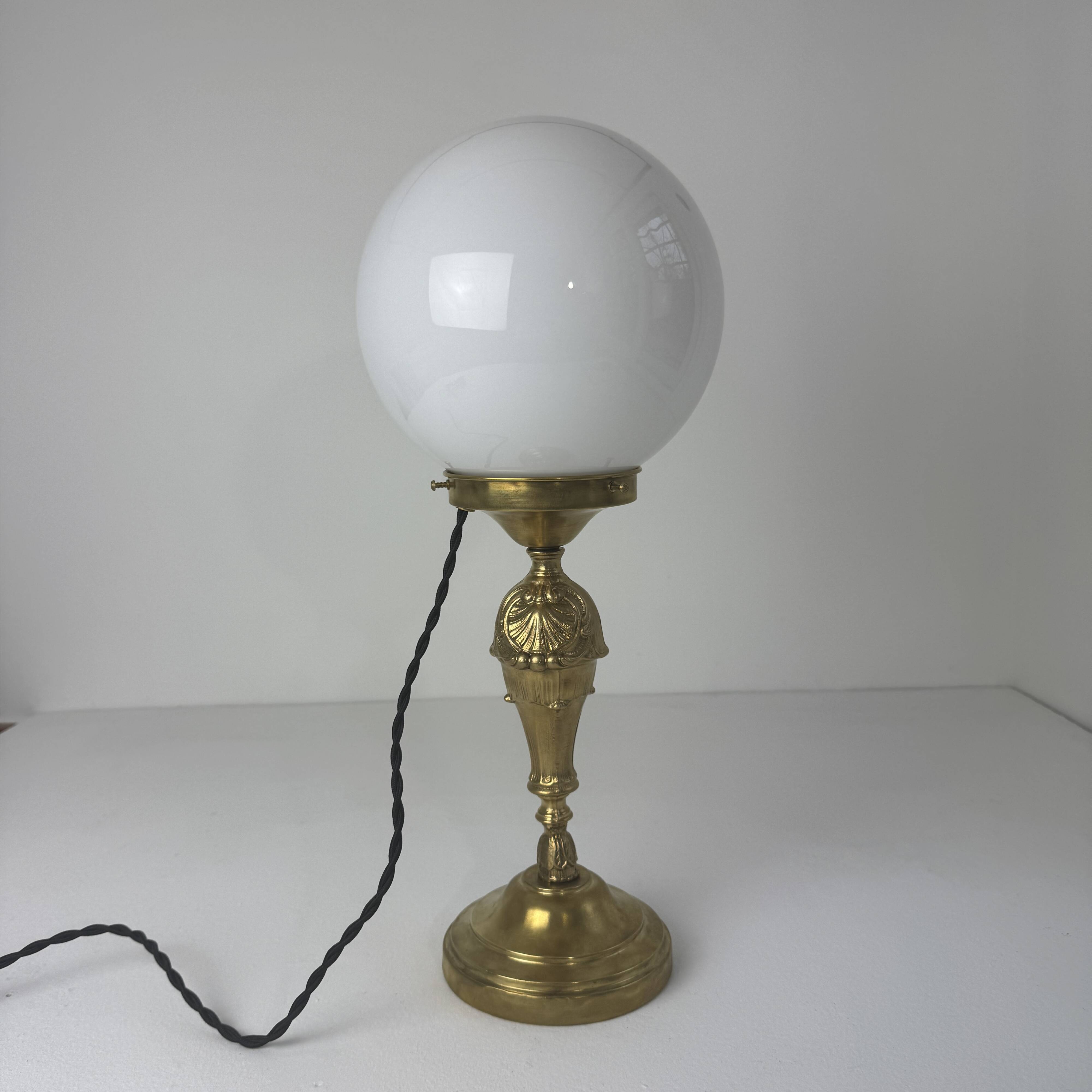 Vintage brass and opaline table lamp