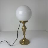Vintage brass and opaline table lamp