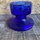 Pair of Vintage Cobalt Blue Moulded Glass Candle Holders #D991