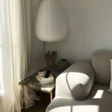 Coffee table in brass and green marble