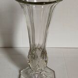 Art-Deco high foot vase in molded crystal early twentieth century