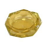 Cendrier en cristal jaune, Crystalex Bohemia Novy Bor, Tchécoslovaquie, années 1960.