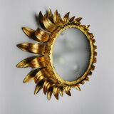 Wall lamp sun by ferro arte, metal and gold leaf, spain, 1960