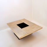 Vintage Belgo Chrome sliding coffee table with hidden bar - 1970s