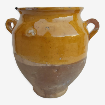 Yellow glazed grease pot XIX th South-West
