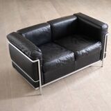 Canapé 2 places vintage Cassina LC2 par Charlotte Perriand et Le Corbusier