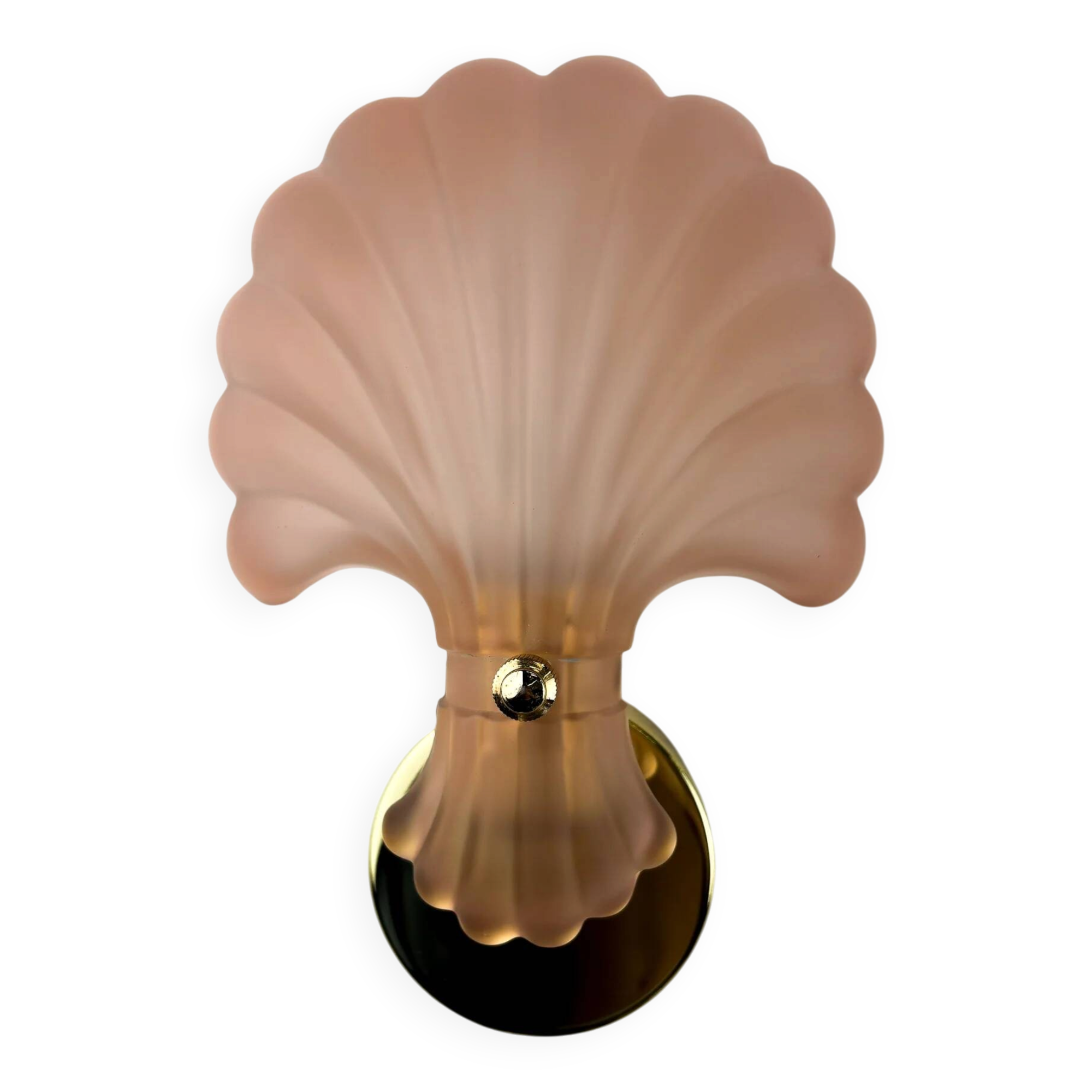 French Art Deco shell wall sconce – amber glass, 1970s