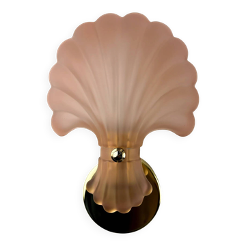 French Art Deco shell wall sconce – amber glass, 1970s