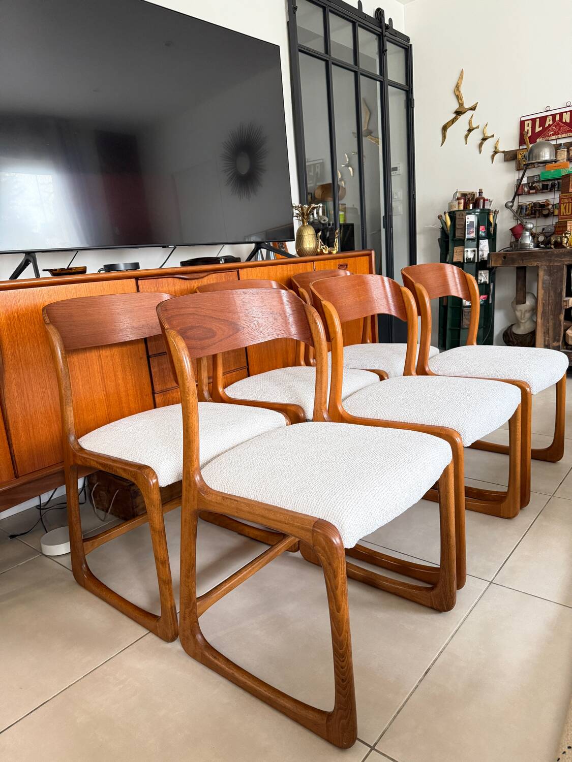 Set of 6 vintage Baumann sled chairs