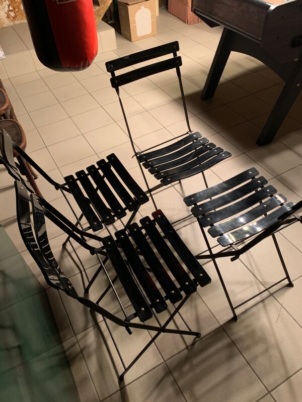 4 chaises pliantes Habitat années 80 plastique et métal
