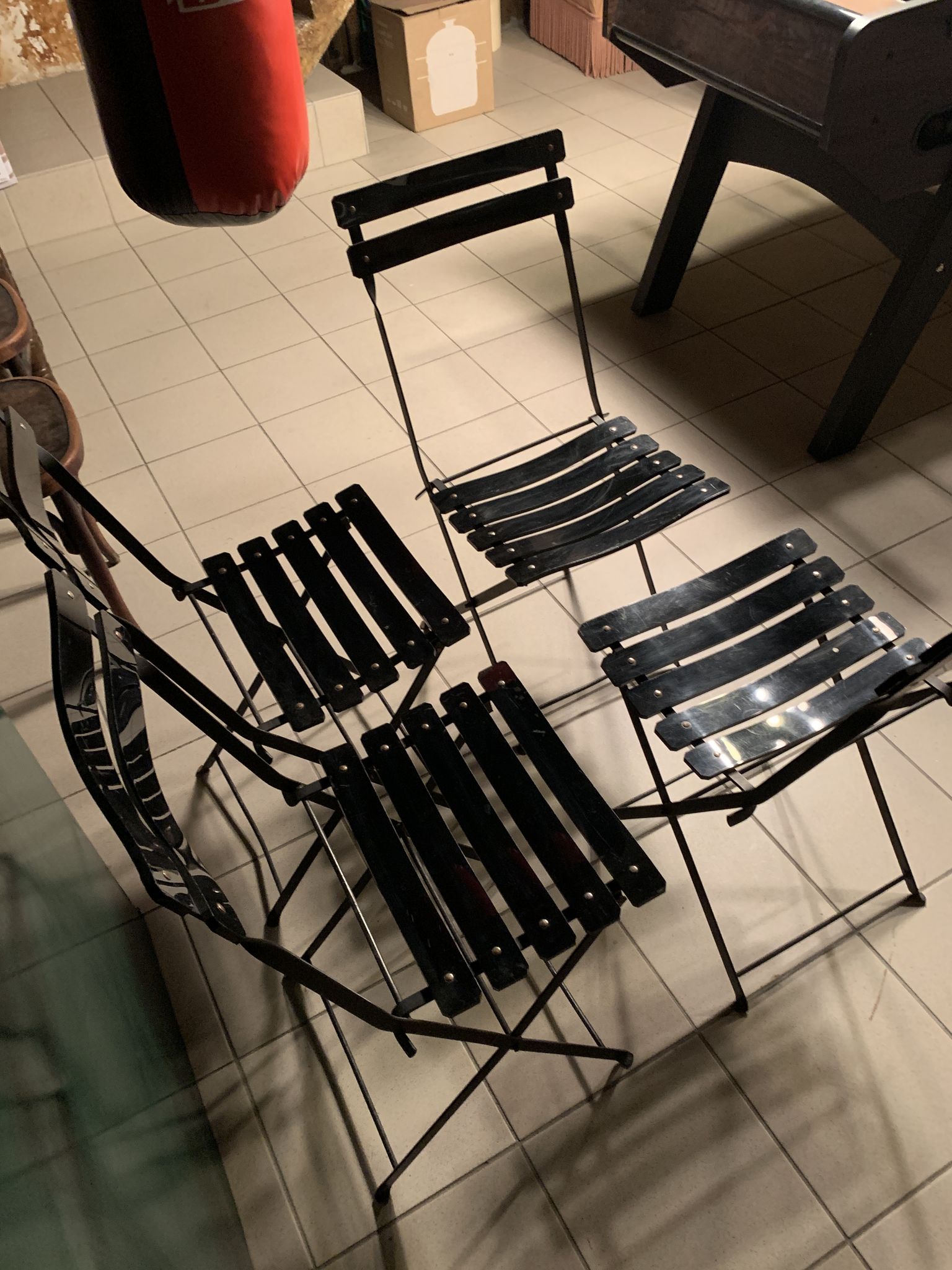 4 folding chairs Habitat 80s plastic and metal