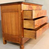 Restoration period commode with walnut burl, marble top.