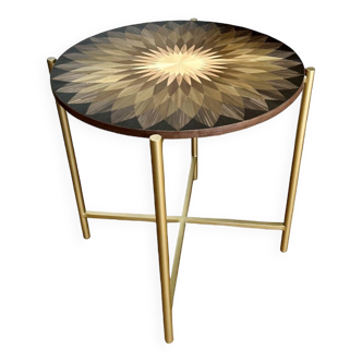 Straw marquetry side table
