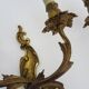 Ancienne paire d'appliques murales à double feux en bronze ou laiton, feuille d'acanthes. Années 60