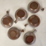 6 J&N Pierlot Ratilly stoneware cups - Puisaye