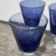 Set of 5 blue bubble stemmed glasses