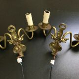 Pair of appliques 2 bronze lights in Dutch style