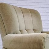 Danish velour armchair, original condition, beech wood, 80s