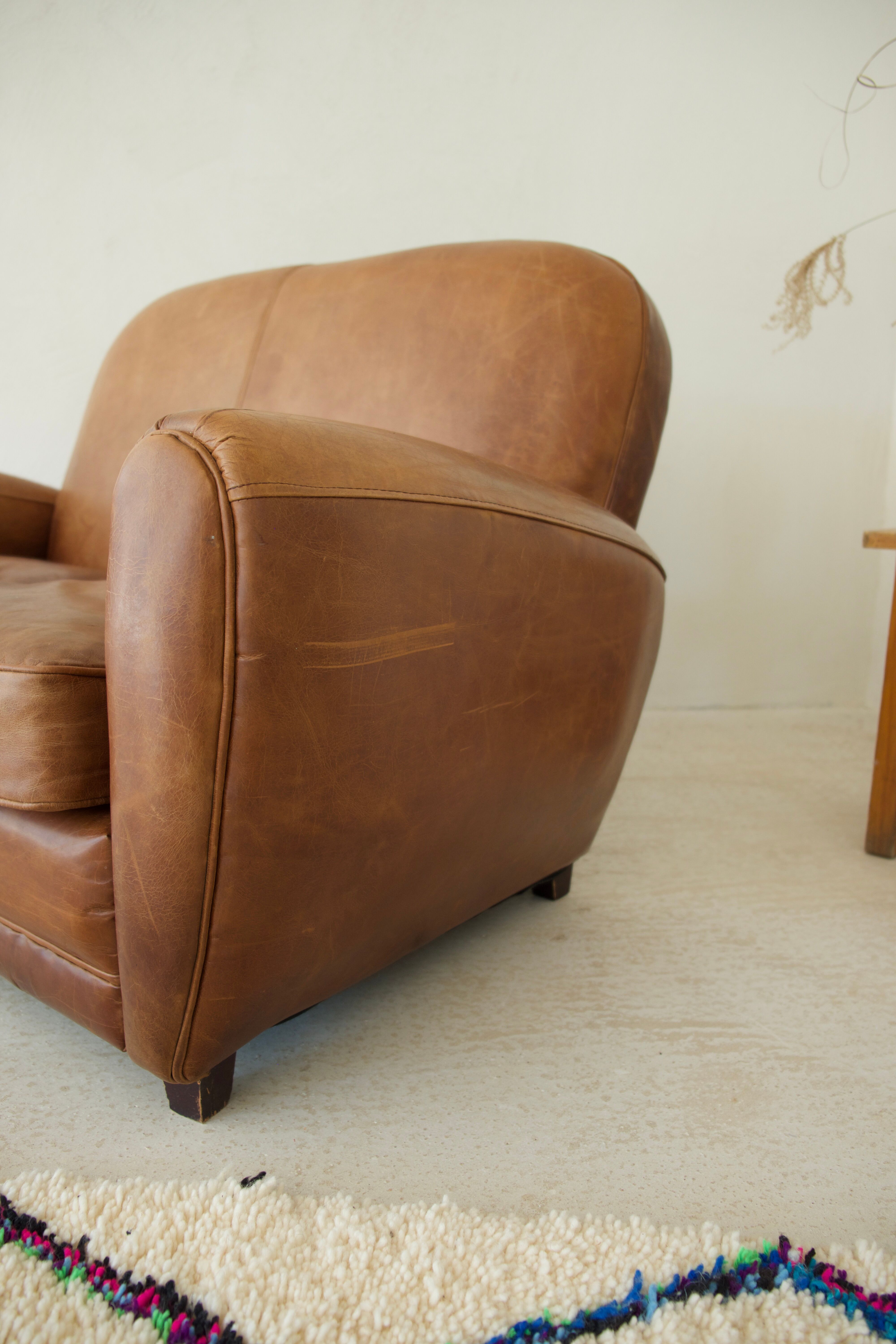 Old leather club sofa