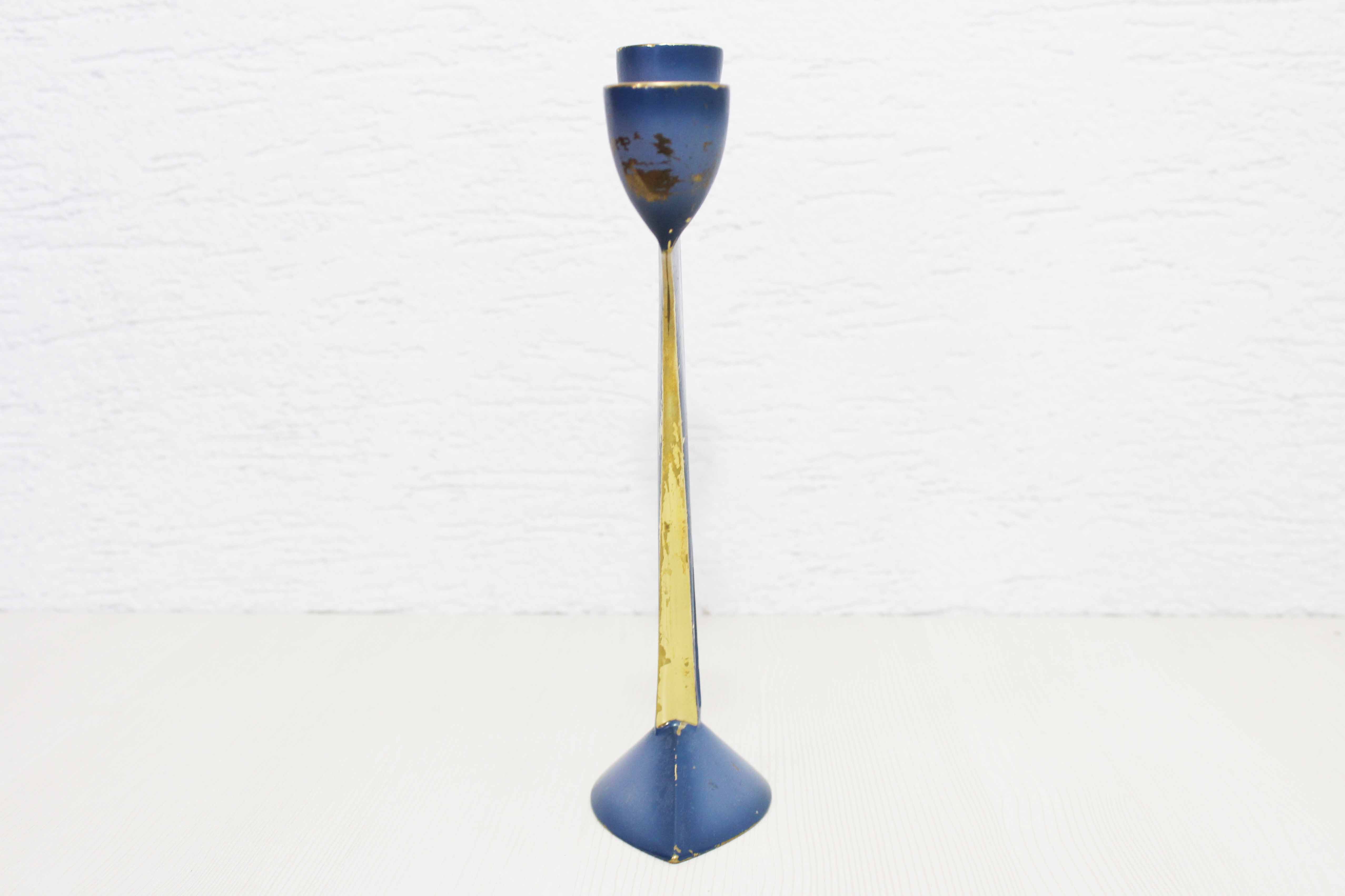 Modernist bronze candle holder