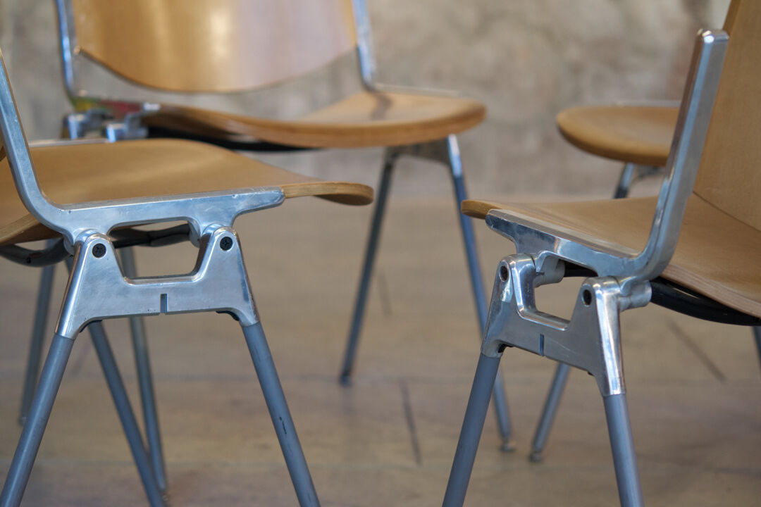 Set of four Piretti chairs for Castelli publishing house 1965'