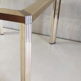 Side table in gold metal and glass - 70s/80s