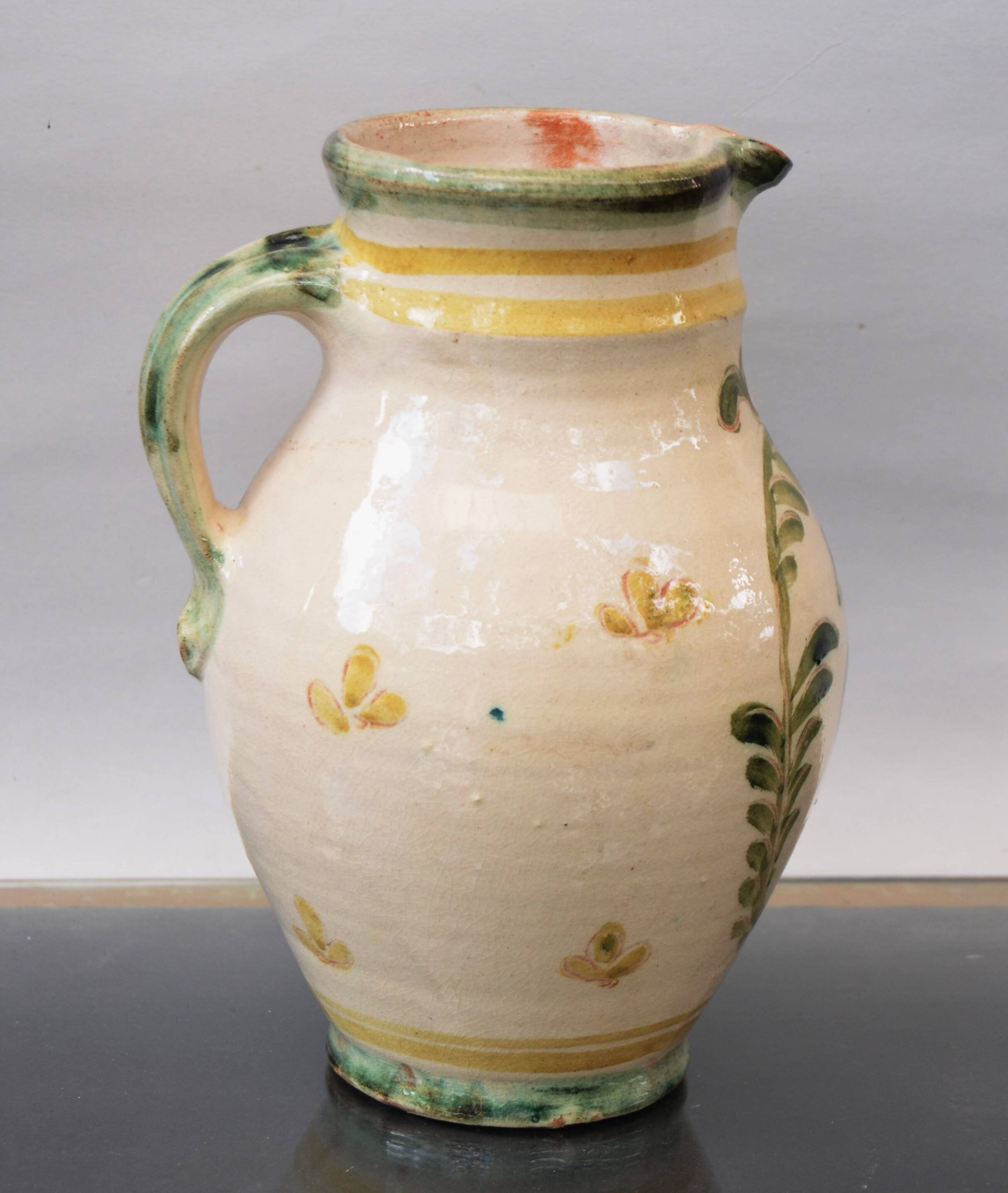 Cider or Wine Glazed Jug Germany Pottery Hand Painted Coat Of Arms Decorati