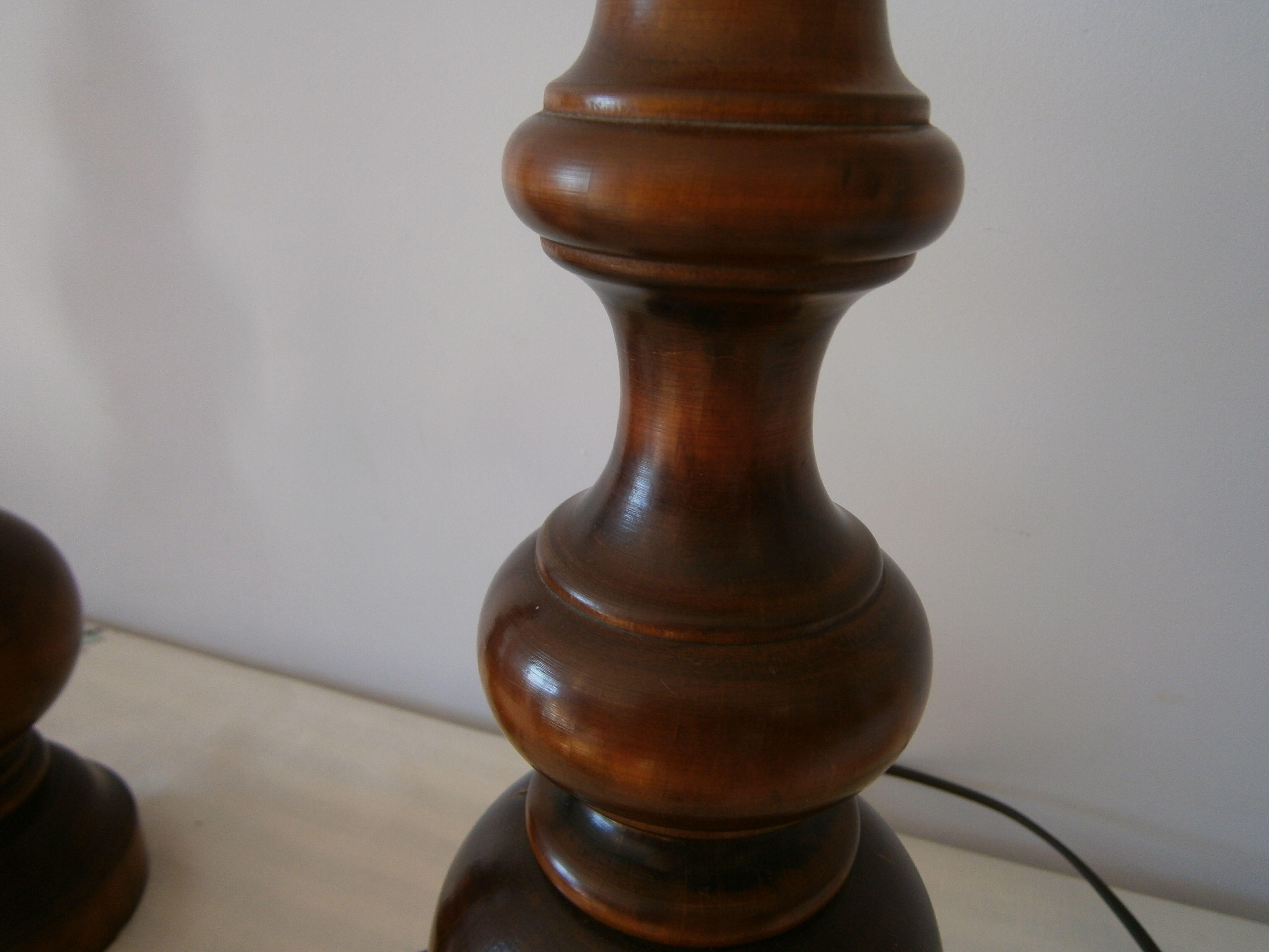 Turned wooden lamp feet