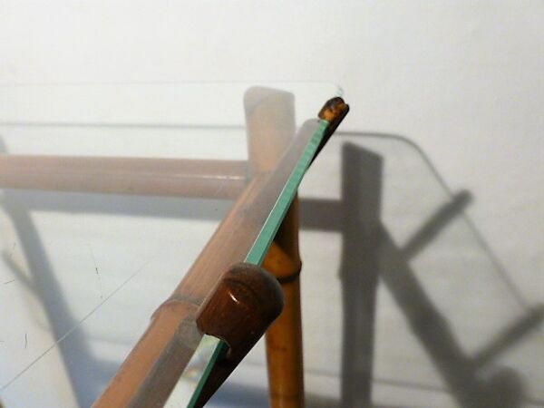 Console en bambou et plateau verre 1970
