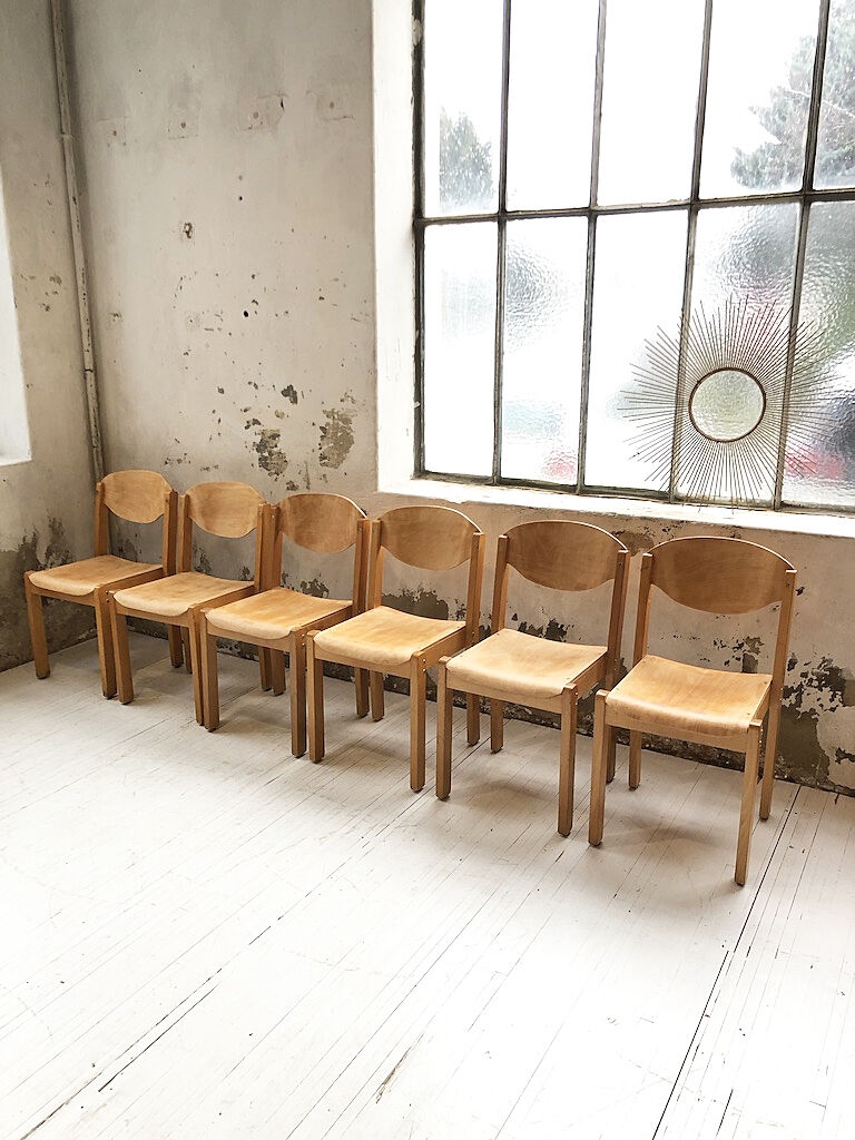 6 beech chairs 1980