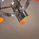 Hanging lamp in chromed metal with orange contrast lacquer and three light sources.