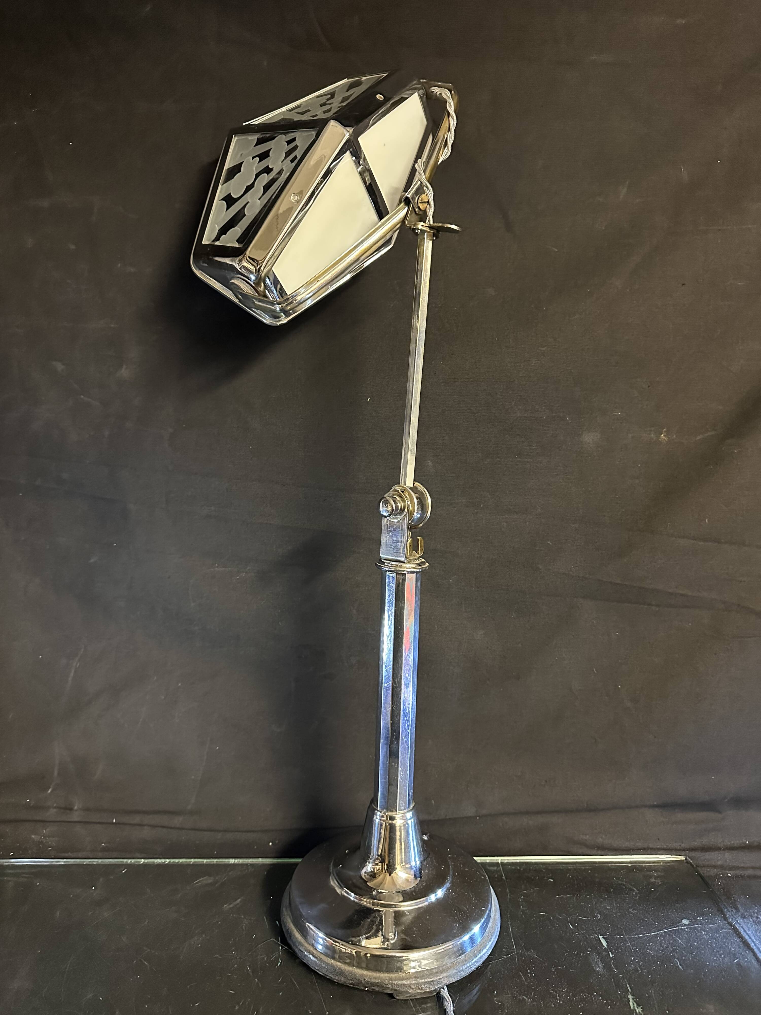 Large PIROUETT Art Deco metal chromo glass clouds lamp