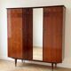 Large vintage 1950s wardrobe in formica and mirror.