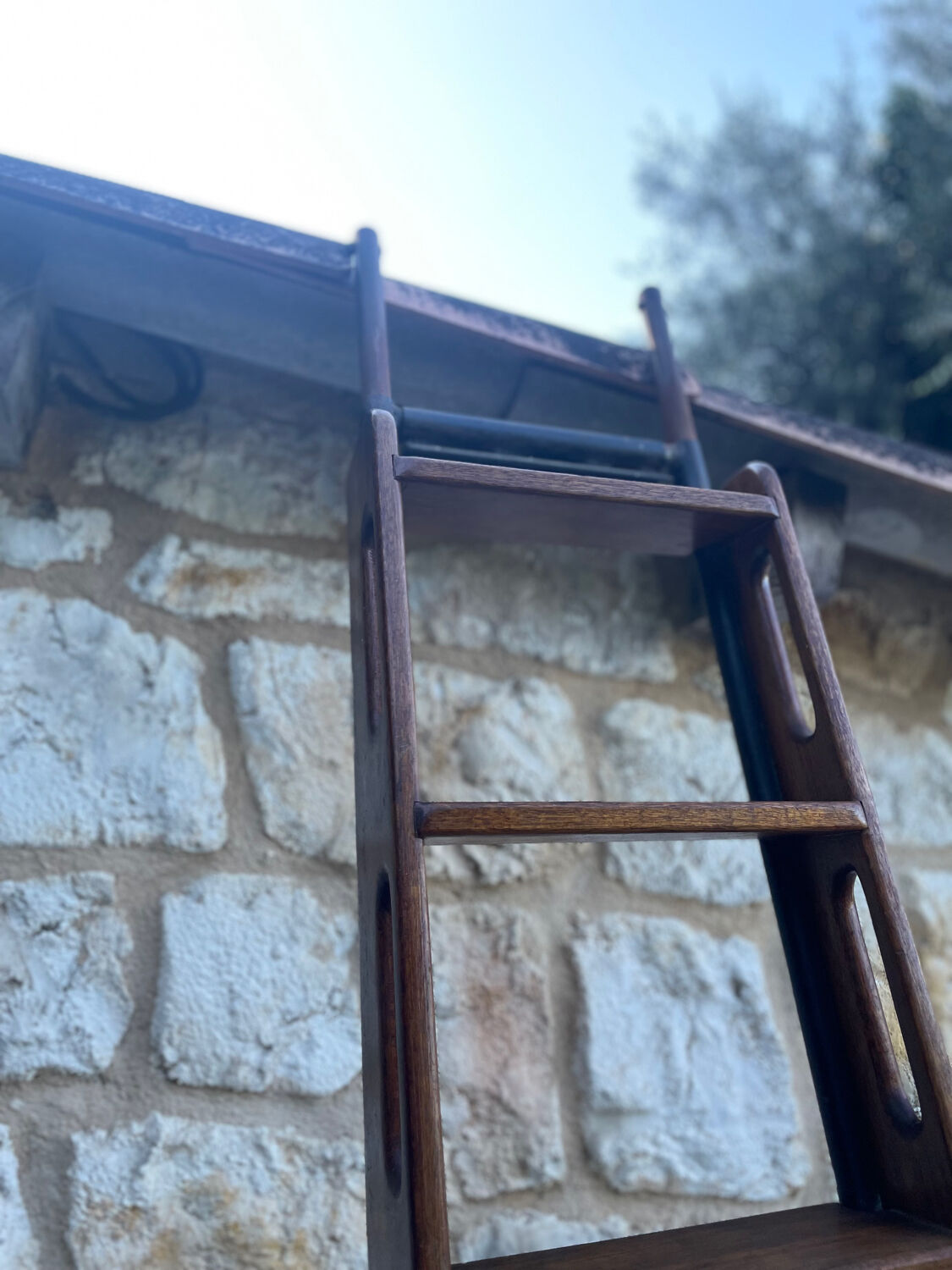 Wooden and iron boat ladder