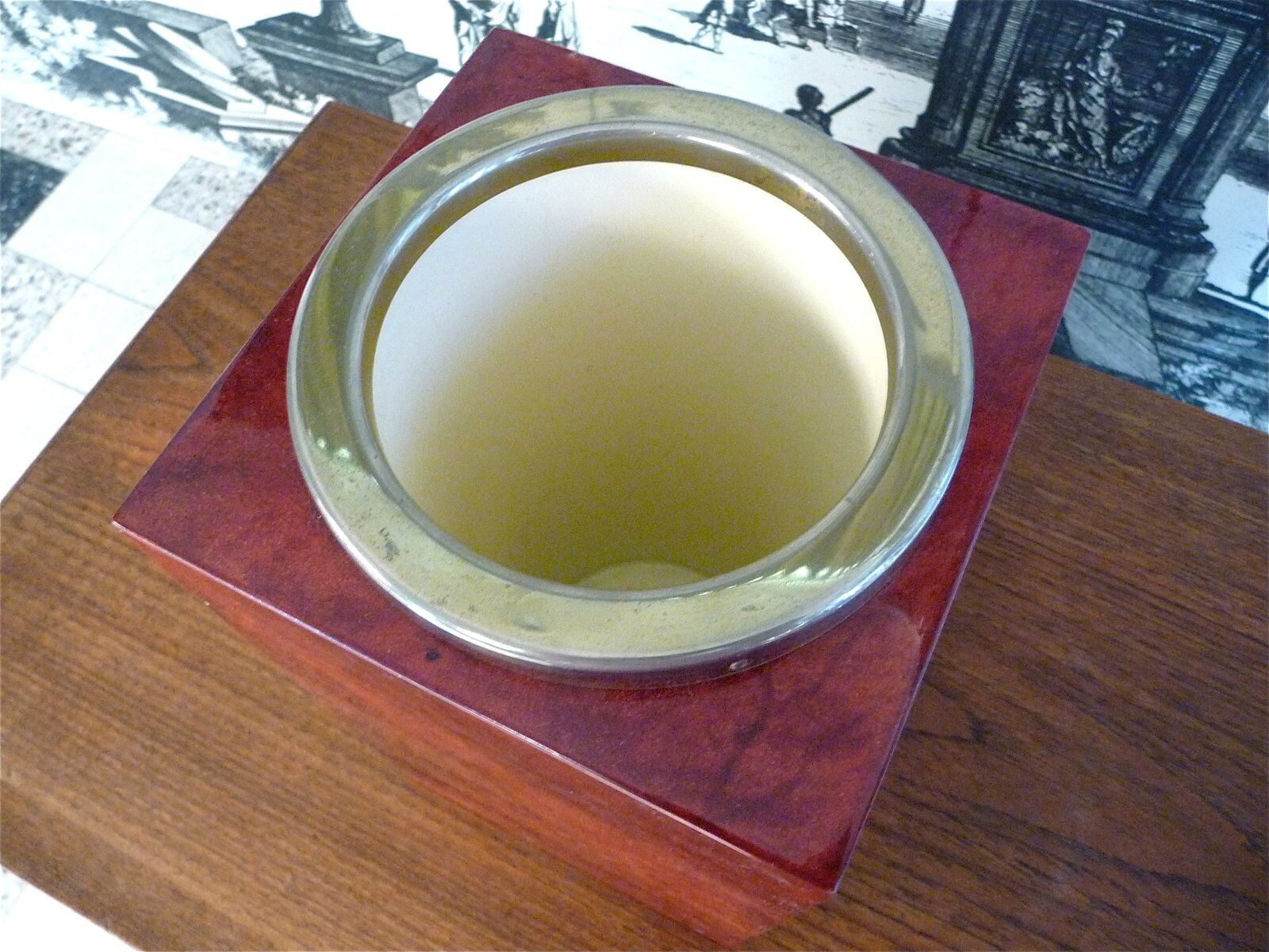 Ice Bucket or bottle cooler with brass details by Aldo Tura, Italy 1960s