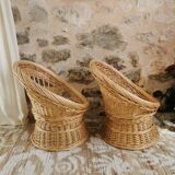 Pair of Vintage Wicker Armchairs for Children