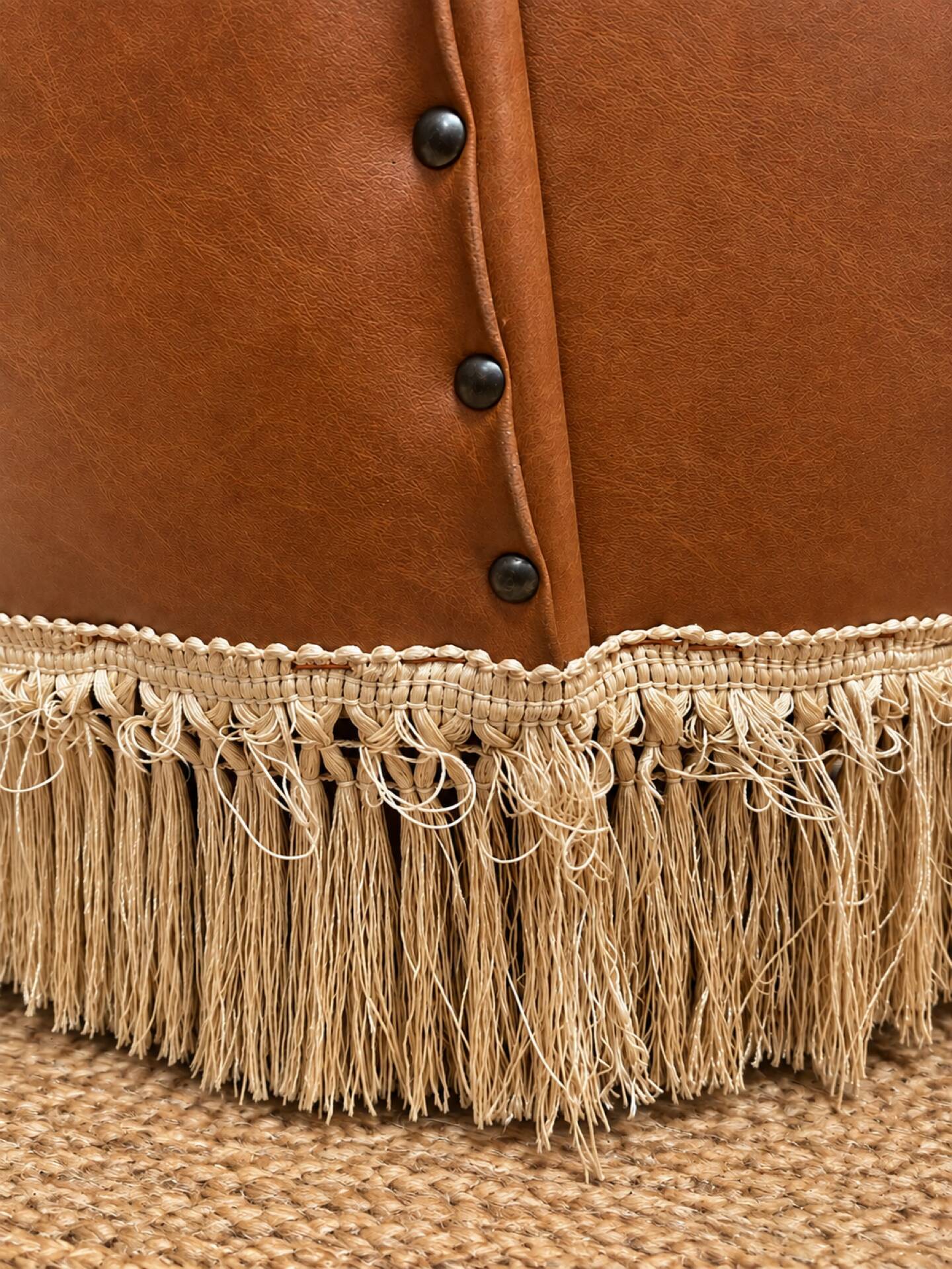 Vintage cognac fringe tub chairs