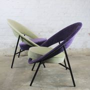 Pair of Burov "44" or "Saturne" armchairs by Geneviève Dangles and Christian Defrance