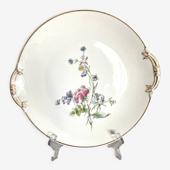 Plat à gâteaux en porcelaine de Limoges Charles Ahrenfeldt décor floral