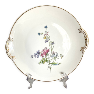 Plat à gâteaux en porcelaine de Limoges Charles Ahrenfeldt décor floral