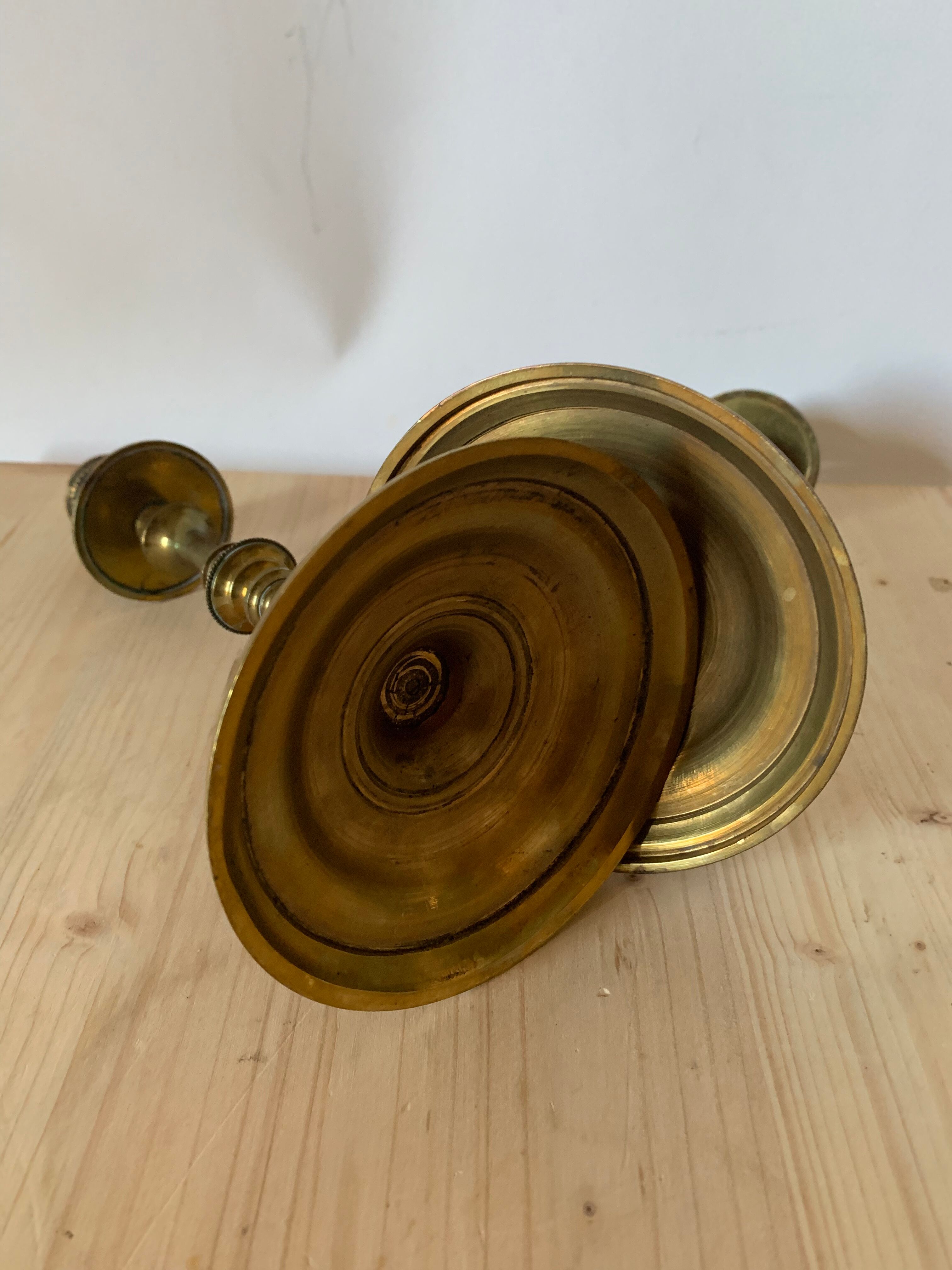 Pair of brass candle holders